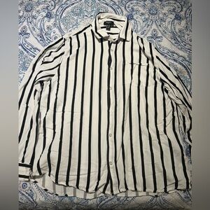 Forever 21 white dress up black stripe shirt